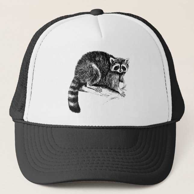 Racoon Illustration Trucker Hat (Front)