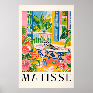 Racoon in Bathtub Art Print Tropical Maximalist