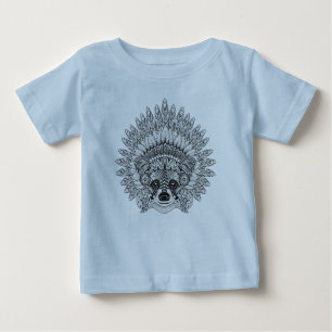 Racoon In Feathered War Bonnet Doodle Baby T-Shirt