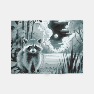 Racoon in Forest Clearing Fleece Blanket