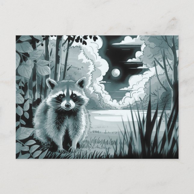 Racoon in Forest Clearing Postcard (Front)