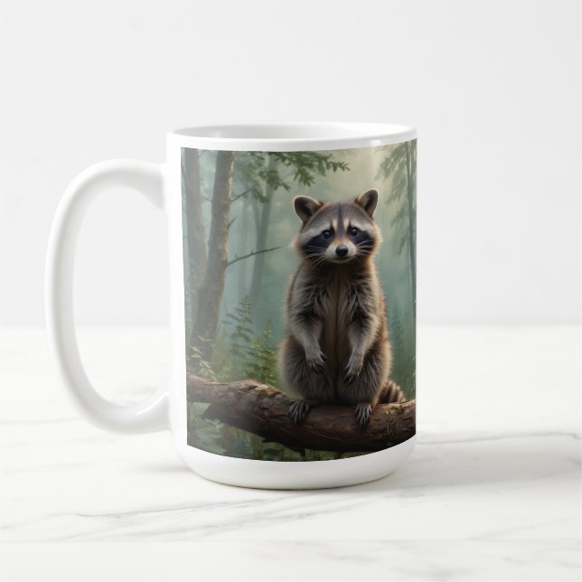 Racoon in Forest Coffee Mug (Left)