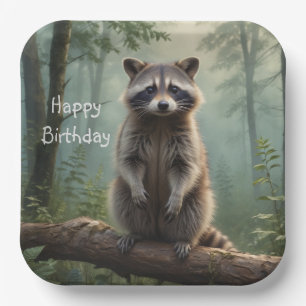 Racoon in Forest Paper Plate
