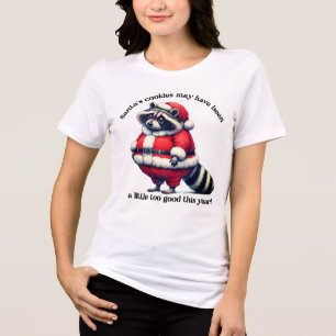 Racoon in Santa suit enjoys treats Tri-Blend Shirt