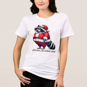 Racoon in Santa suit shares holiday cheer Tri-Blend Shirt