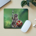 Racoon In Space Viking Shield Sword Cute Funny Mouse Mat<br><div class="desc">This design was created through digital art. It may be personalised by clicking the customise button and changing the colour, adding a name, initials or your favourite words. Contact me at colorflowcreations@gmail.com if you with to have this design on another product. Purchase my original abstract acrylic painting for sale at...</div>