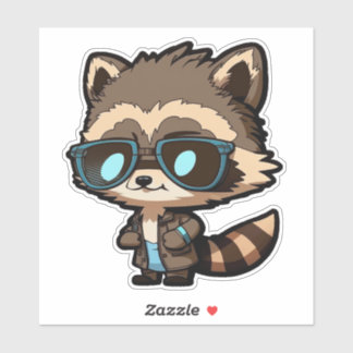 Racoon in Sunglasses Vinyl Sticker, Whimsical
