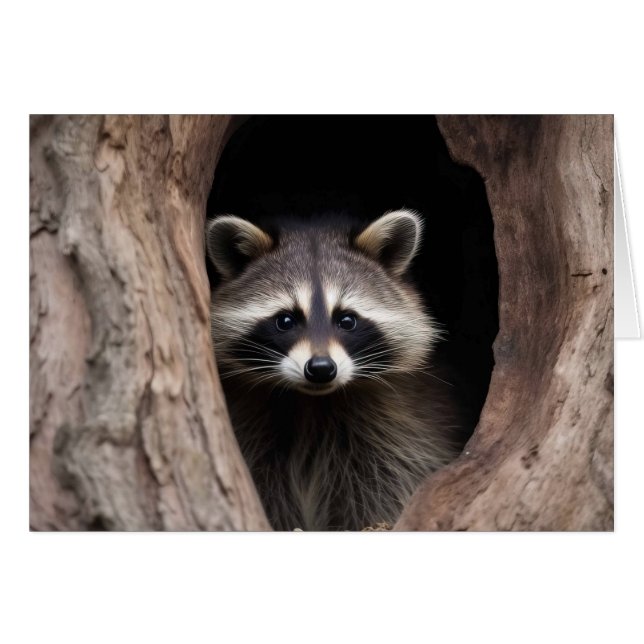 Racoon in Tree Cave  (Front Horizontal)