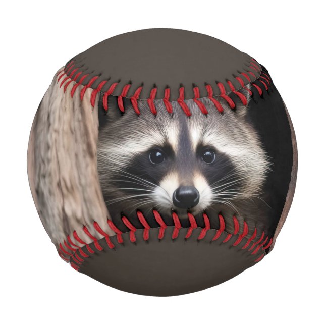 Racoon in Tree Cave  Baseball (Front)