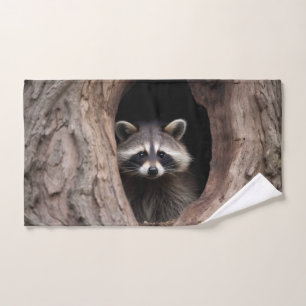 Racoon in Tree Cave Bath Towel Set