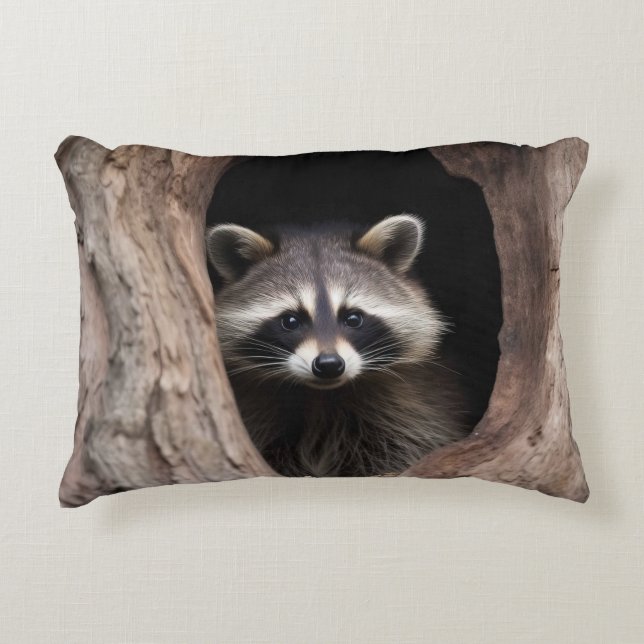 Racoon in Tree Cave  Decorative Cushion (Front)