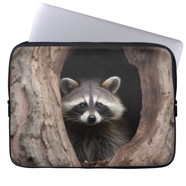 Racoon in Tree Cave  Laptop Sleeve (Front)