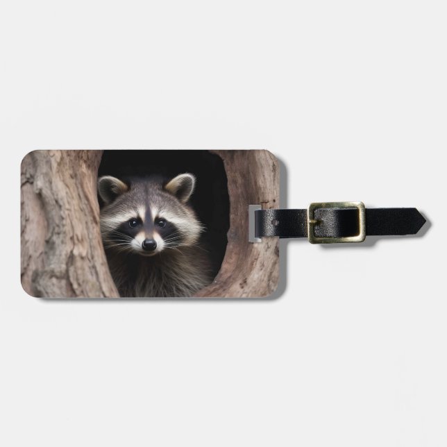 Racoon in Tree Cave  Luggage Tag (Front Horizontal)