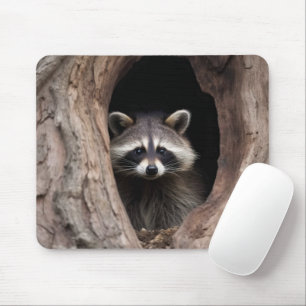 Racoon in Tree Cave Mouse Mat