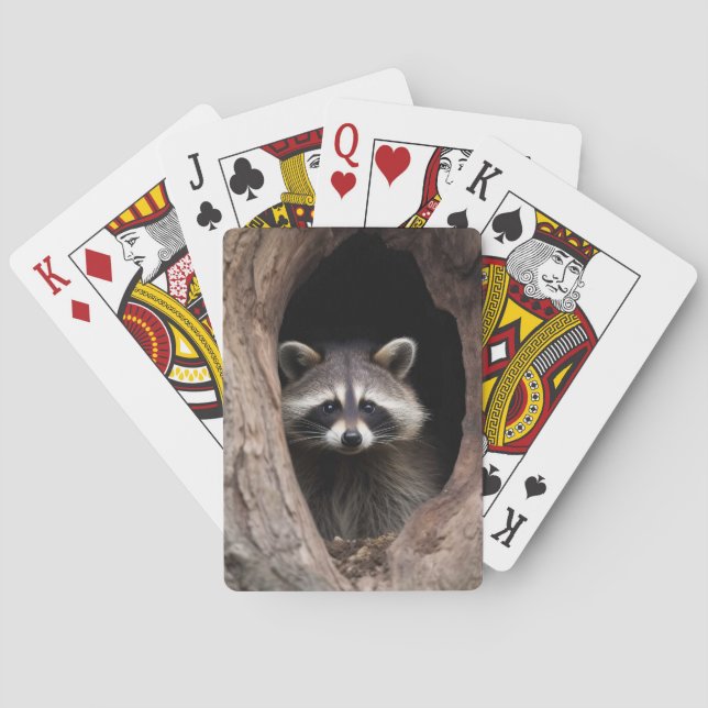 Racoon in Tree Cave  Playing Cards (Back)