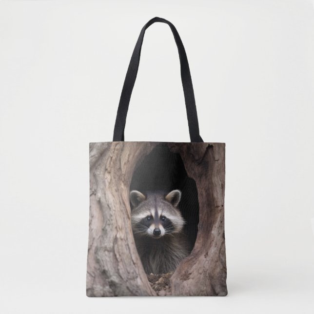 Racoon in Tree Cave  Tote Bag (Front)