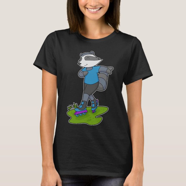 Racoon Inline skating Roller skates T-Shirt (Front)
