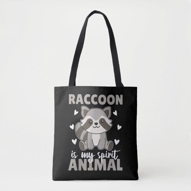 Racoon Is My Spirit Animal Cute Racoon Tote Bag (Front)