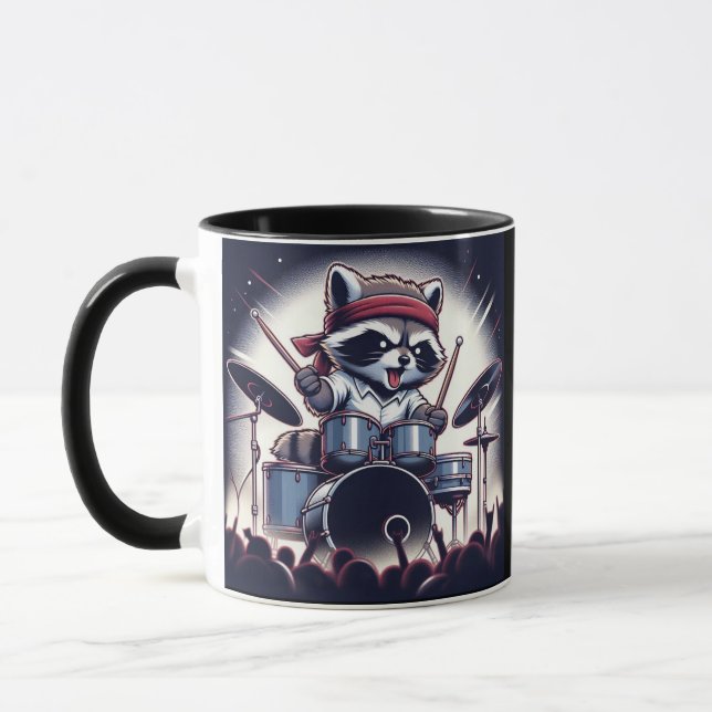 Racoon Jam: Beating the Drums with Unstoppable  Mug (Left)