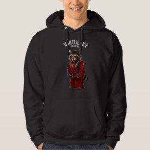 Racoon Judo Karate Master In Red Judogi Hoodie