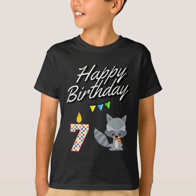 Racoon Kawaii for 7 Year Old Birthday T-Shirt (Front)
