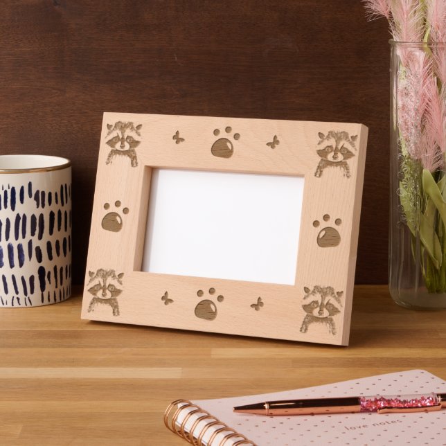 Racoon Laser Etched Picture Frame (Left)