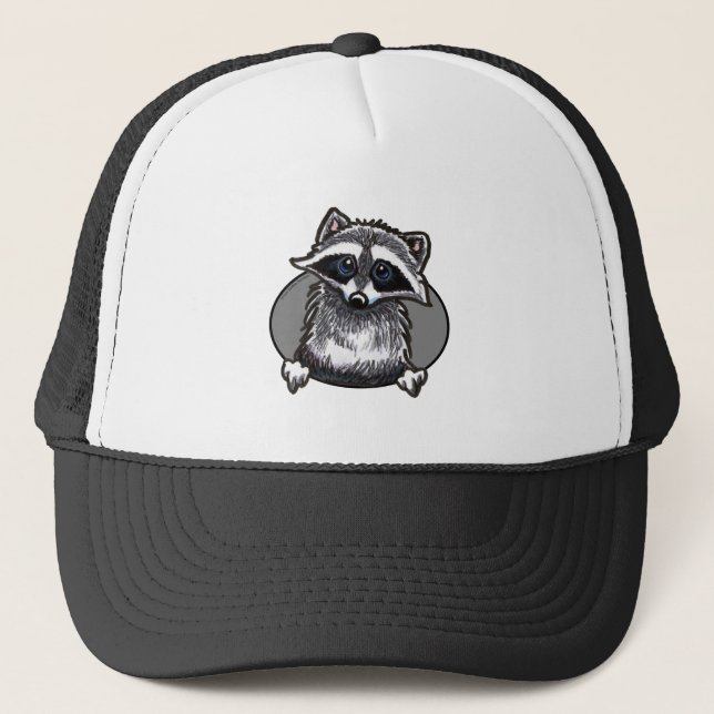 Racoon Line Art Trucker Hat (Front)