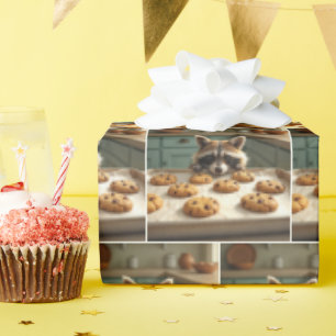 Racoon Looking At Chocolate Chip Cookies Wrapping Paper