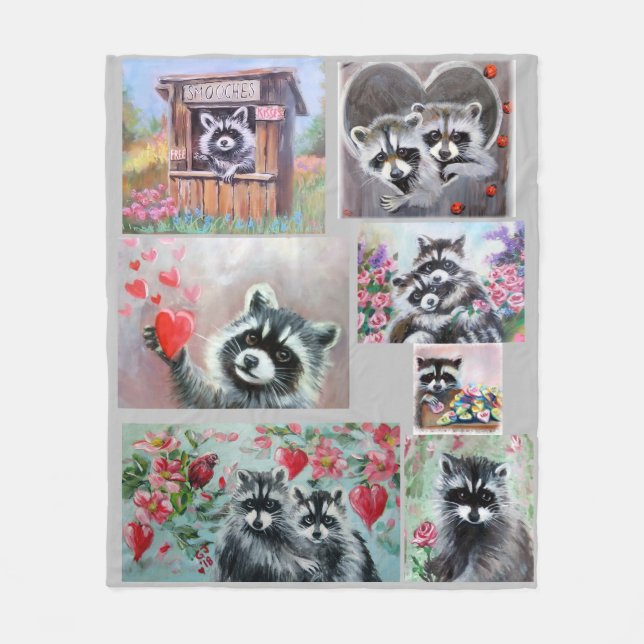 Racoon Love Fleece Blanket (Front)