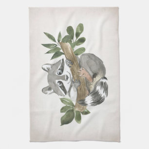 Racoon Lover Baby Racoon Nursery Art Tea Towel