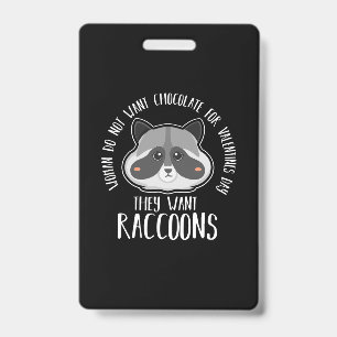 Racoon Lover Racoon For Valentines Day ID Badge