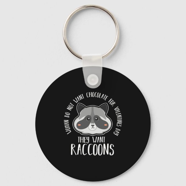 Racoon Lover Racoon For Valentines Day Key Ring (Front)