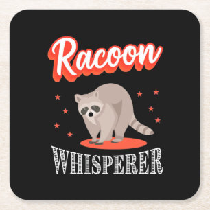 Racoon Lover Racoon Whisperer Square Paper Coaster