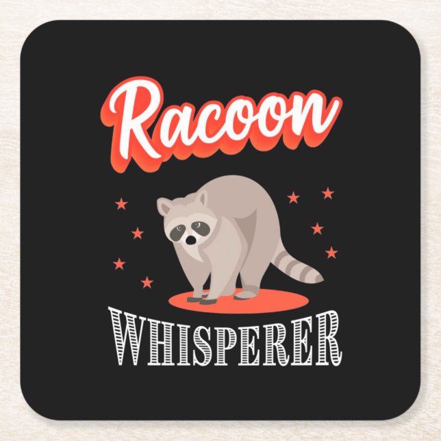 Racoon Lover Racoon Whisperer Square Paper Coaster (Front)