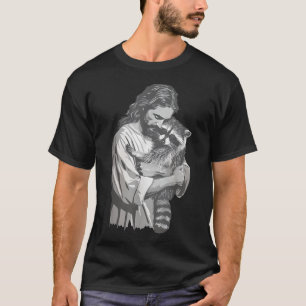 Racoon Lover Trash Panda Christian Jesus Holding T-Shirt