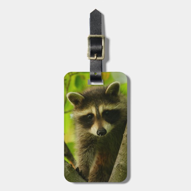 racoon luggage tag (Front Vertical)