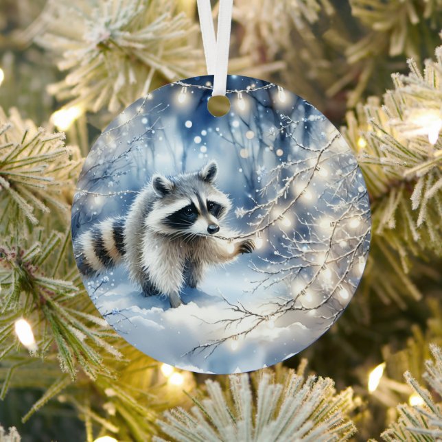 Racoon Magical Enchanted Christmas Forest  Metal Tree Decoration (Insitu)