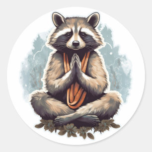 Racoon Meditation Yoga Classic Round Sticker