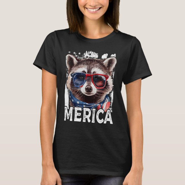 Racoon Merica 4th Of July T-Shirt (Front)