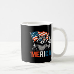 Racoon Merica American Flag Patriotic 4th Of July Coffee Mug