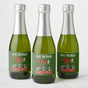 Racoon Merry Christmas  Sparkling Wine Label