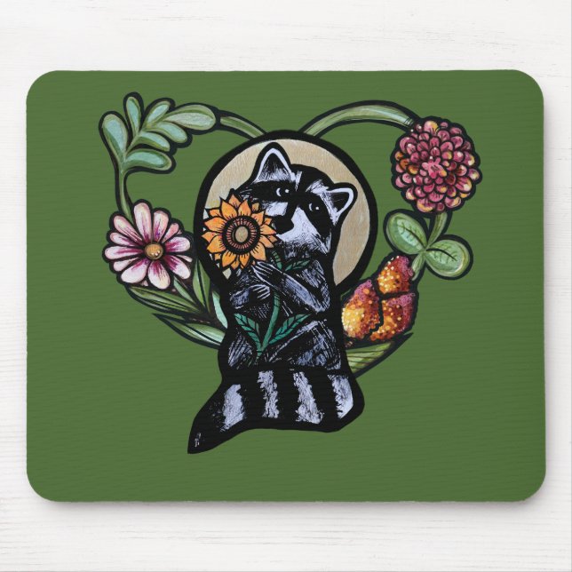 Racoon Nature lovers sunflower art                Mouse Mat (Front)