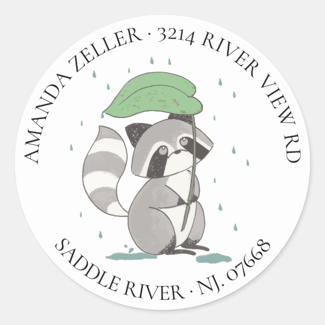 Racoon Neutral Baby Shower Return Address Label (Front)