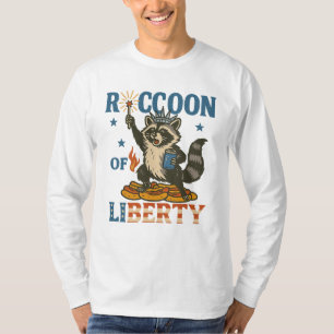 Racoon of Liberty Funny Patriotic Animal Firewo T-Shirt