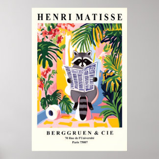 Racoon on a Toilet Print - Matisse Style Bathroom