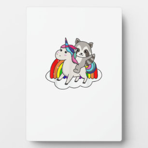 Racoon On Unicorn Rainbow Animals Sweet Unicorns Plaque
