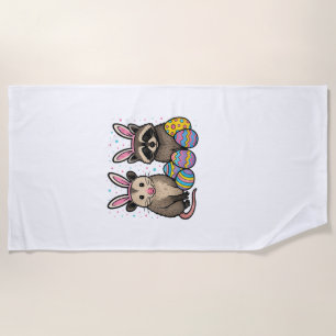 Racoon Opossum Easter T-Shirt_1 Beach Towel