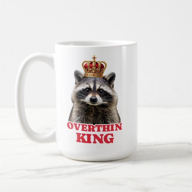 Racoon Overthinking King Coffee Mug (Left)