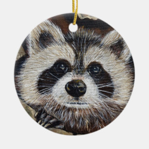 Racoon Painting Ceramic Tree Decoration