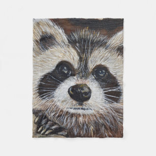 Racoon Painting Fleece Blanket